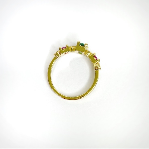 Green Emerald Ruby Princess Crystal CZ Gold Ring 6 - Picture 4 of 5